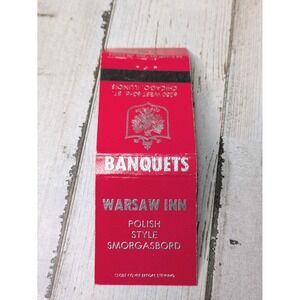 Vintage Matchbook Cover Warsaw Inn Banquets Polish Smorgasbord Chicago, Illinois